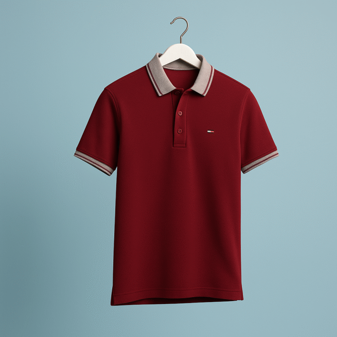 Maroon Slim Fit Polo Shirt - Image 2