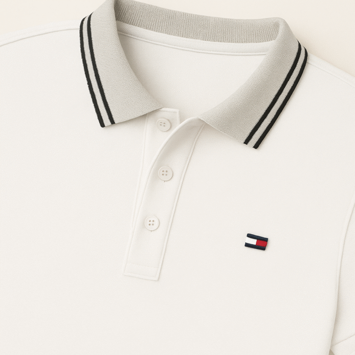White Slim Fit Polo Shirt - Image 3